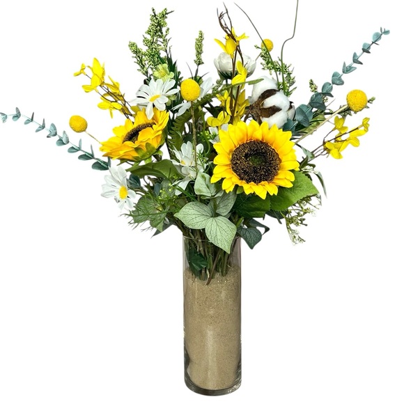 Sunflower Daisy Eucalyptus Floral Arrangement Baby Wedding Birthday Reunion FL5 - Picture 1 of 15
